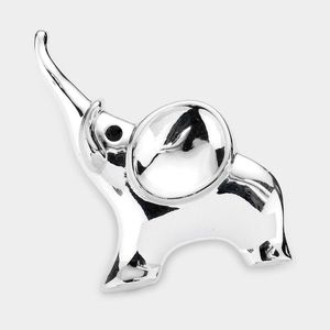Silver Elephant Simple Metal Brooch Pin 1.8" Pendant Accessory